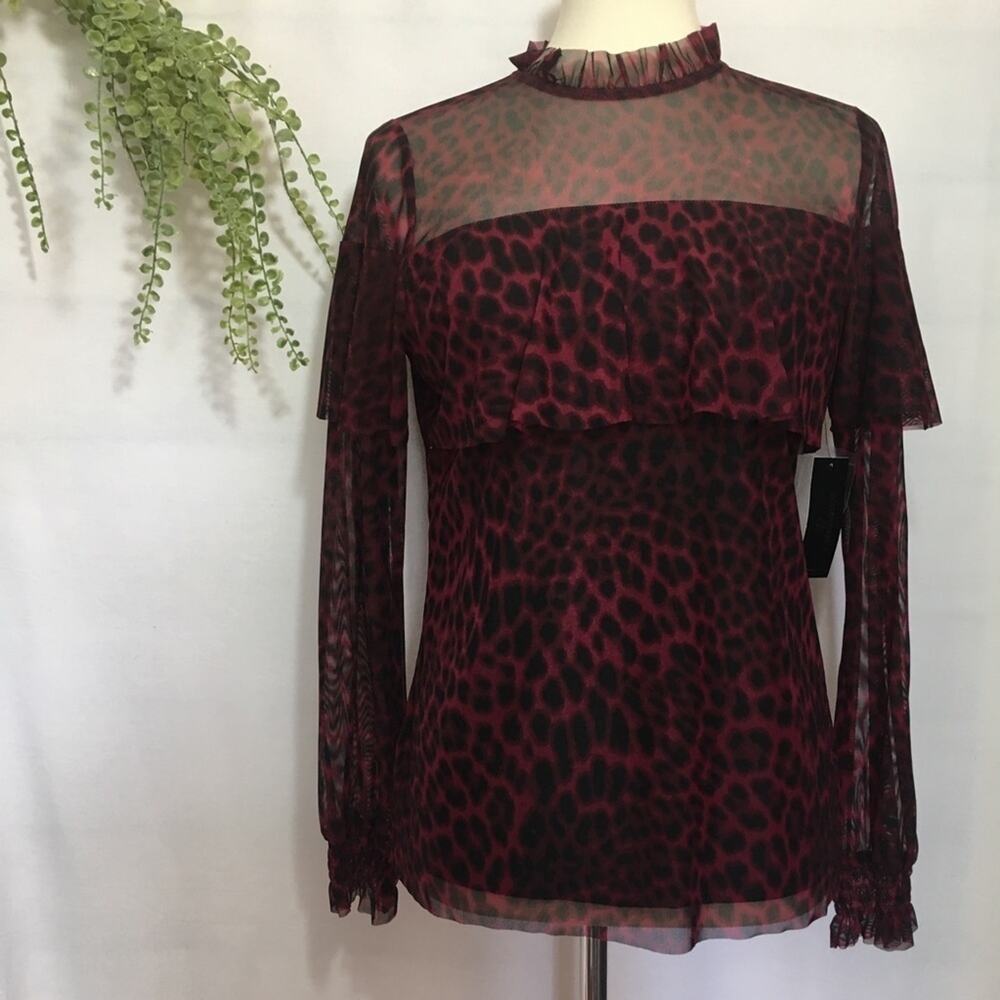 Worthington Size Small Berry Leopard Print Blouse